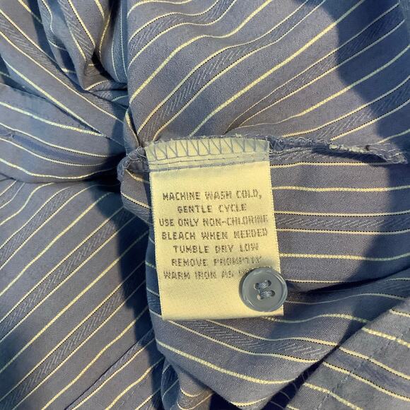 Worthington Stretch Easy Care Blue White Striped Button Down Top 10 - Picture 6 of 6